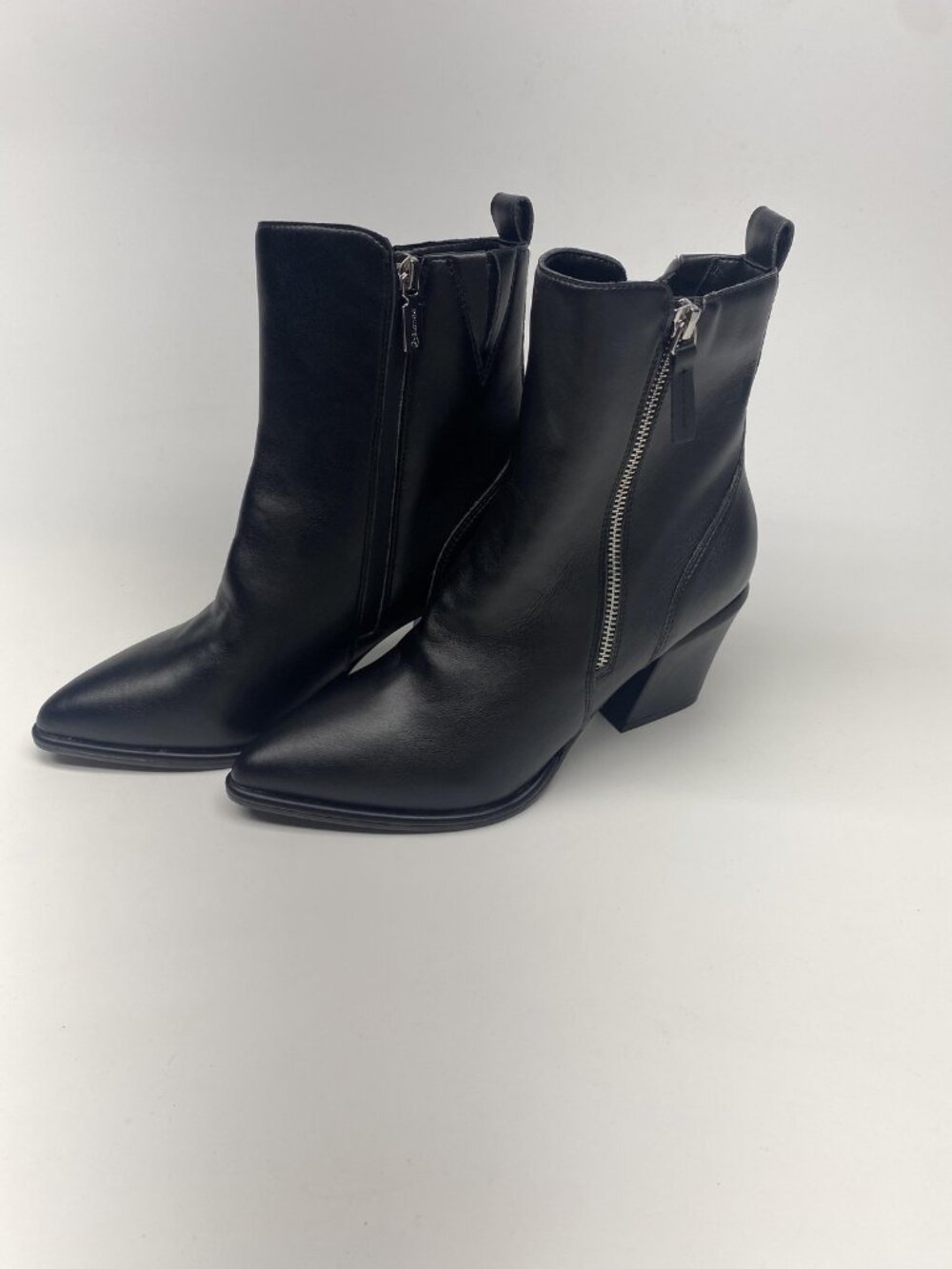 Blondo Ellyn Boots Womens Size 9M Black Leather Waterproof Zip Pointed Toe Heel